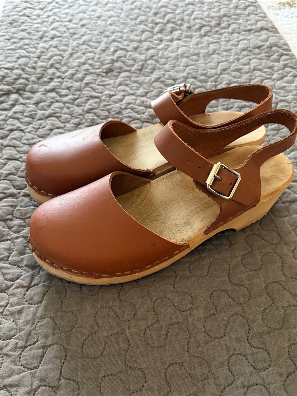 MIA Tan Leather Buckle Clogs - Picture 3 of 9